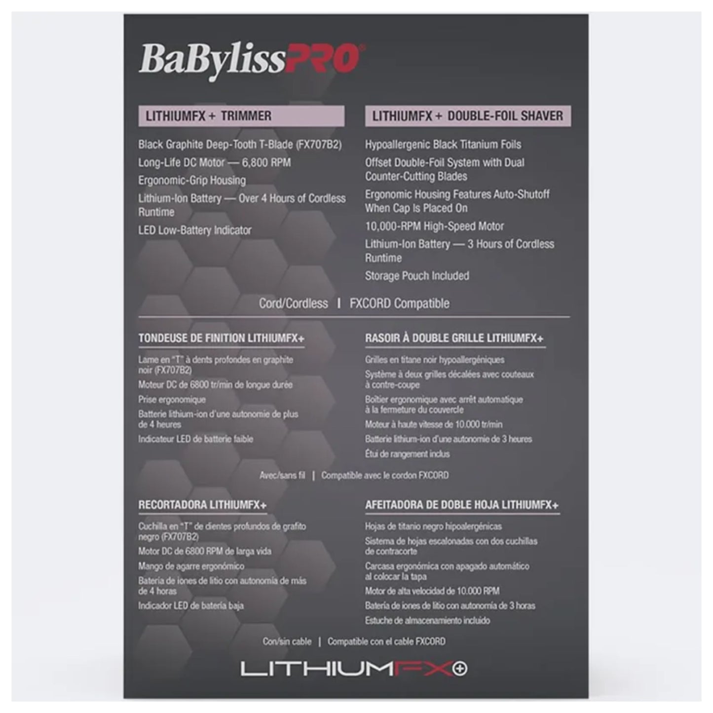 Babyliss Pro LithiumFX Pink Shaver and Trimmer Information