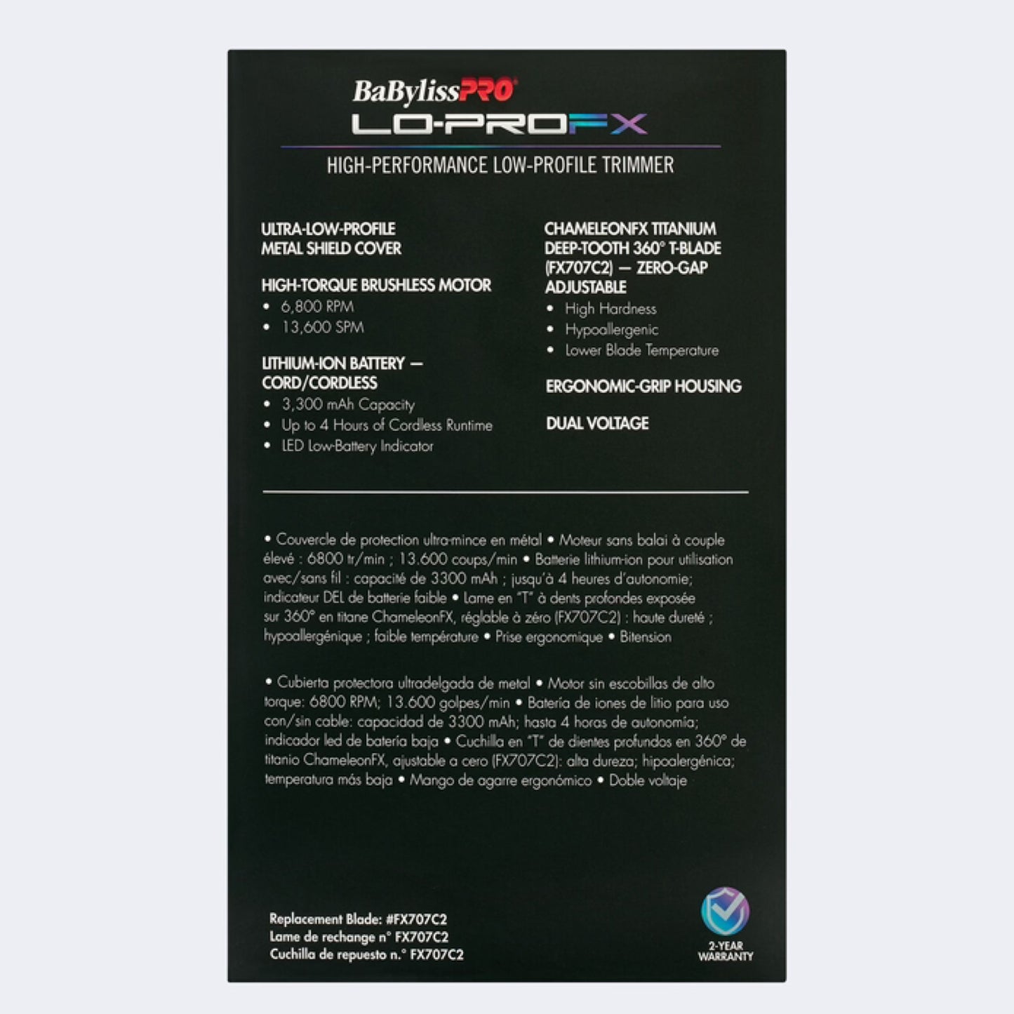 BabylissPro Lo Pro Chameleon Trimmer Box Information