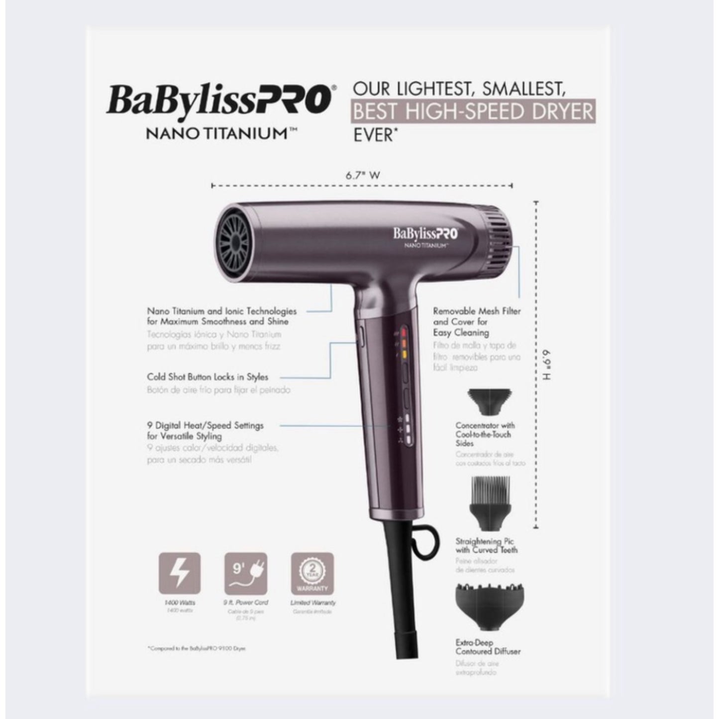 BabylissPro Nano Titanium Dryer Nightfall Edition Kit