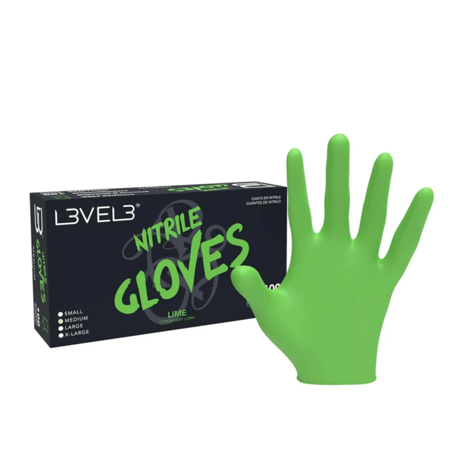 L3VEL3 Lime Nitrile Gloves