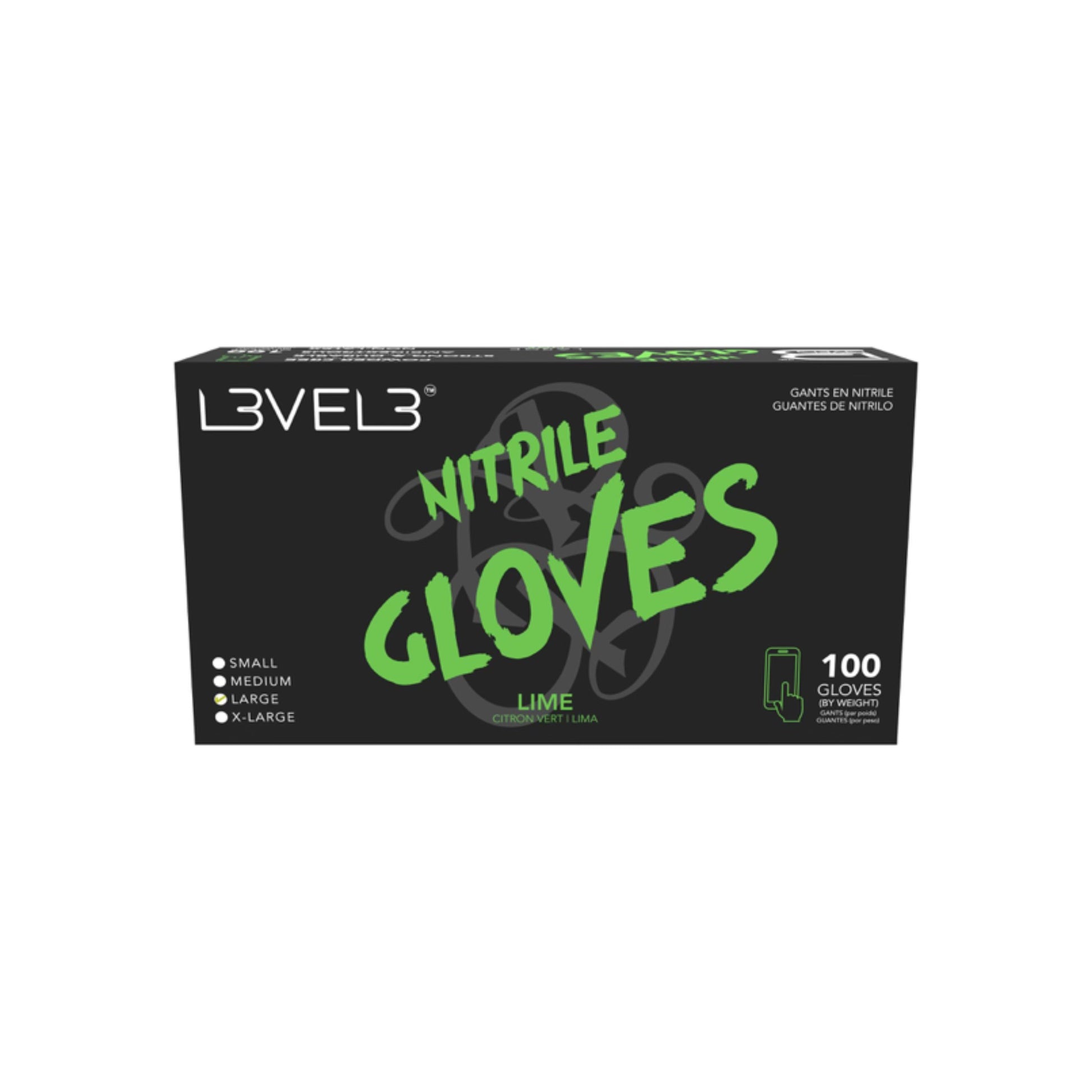 L3VEL3 Lime Nitrile Gloves Box