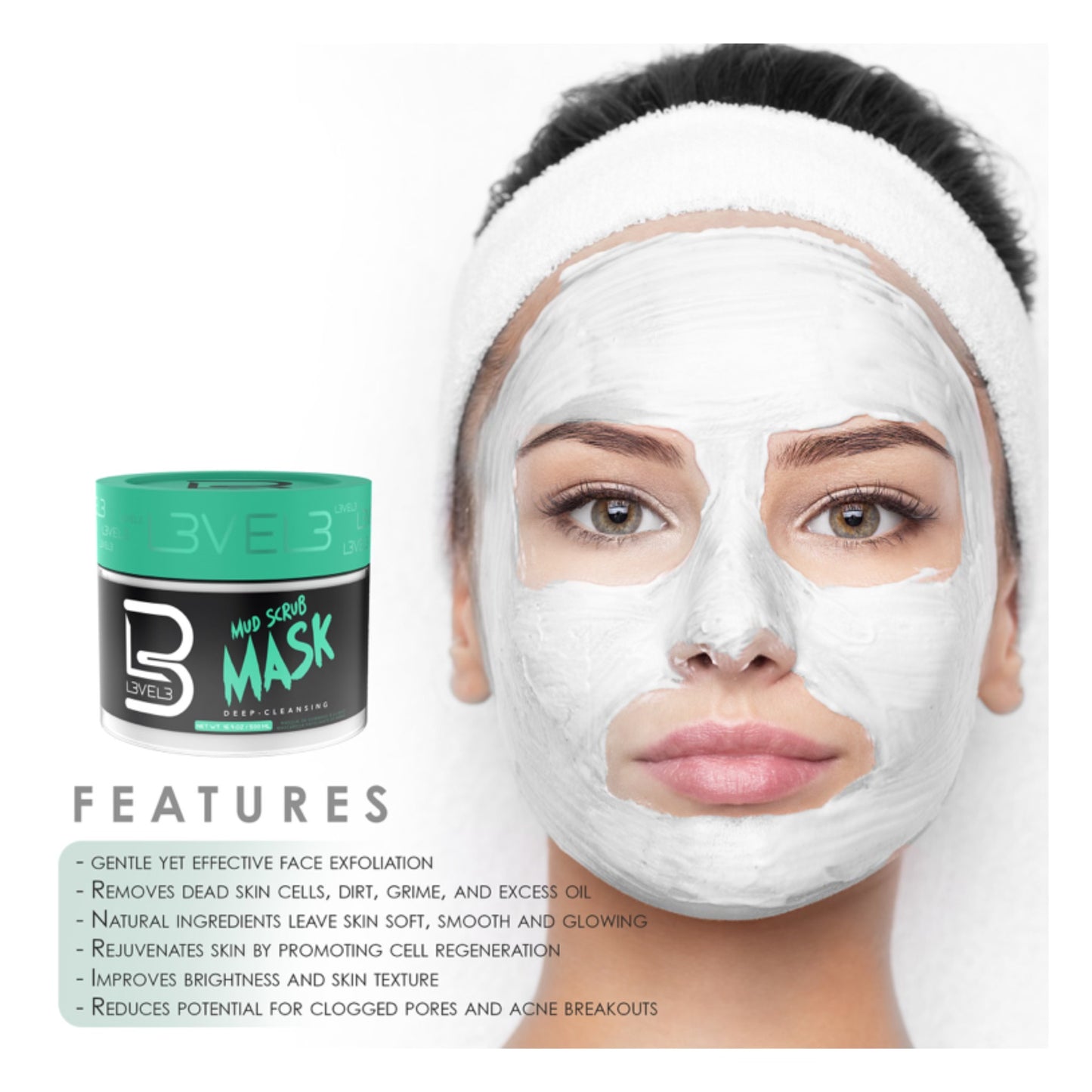 L3VEL3 Mud Scrub Mask Features