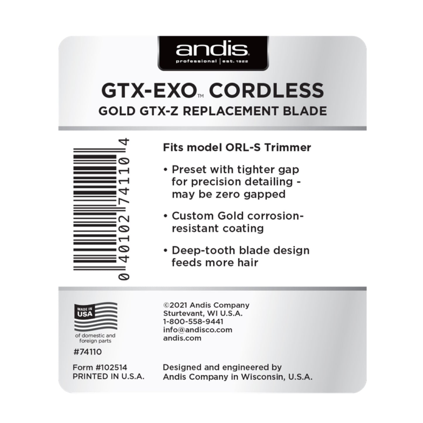 Andis GTX EXO Cordless Gold Blade