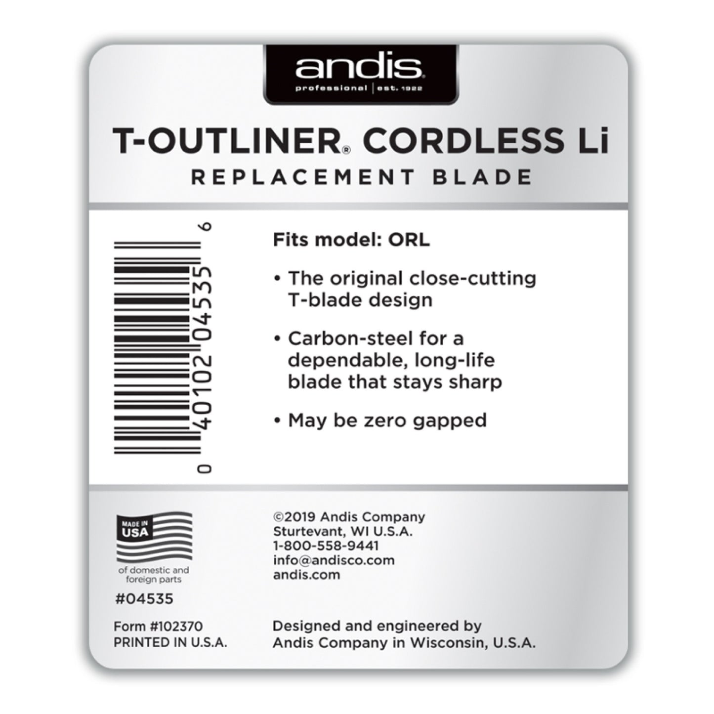 Andis T Outliner Cordless Replacement Blade
