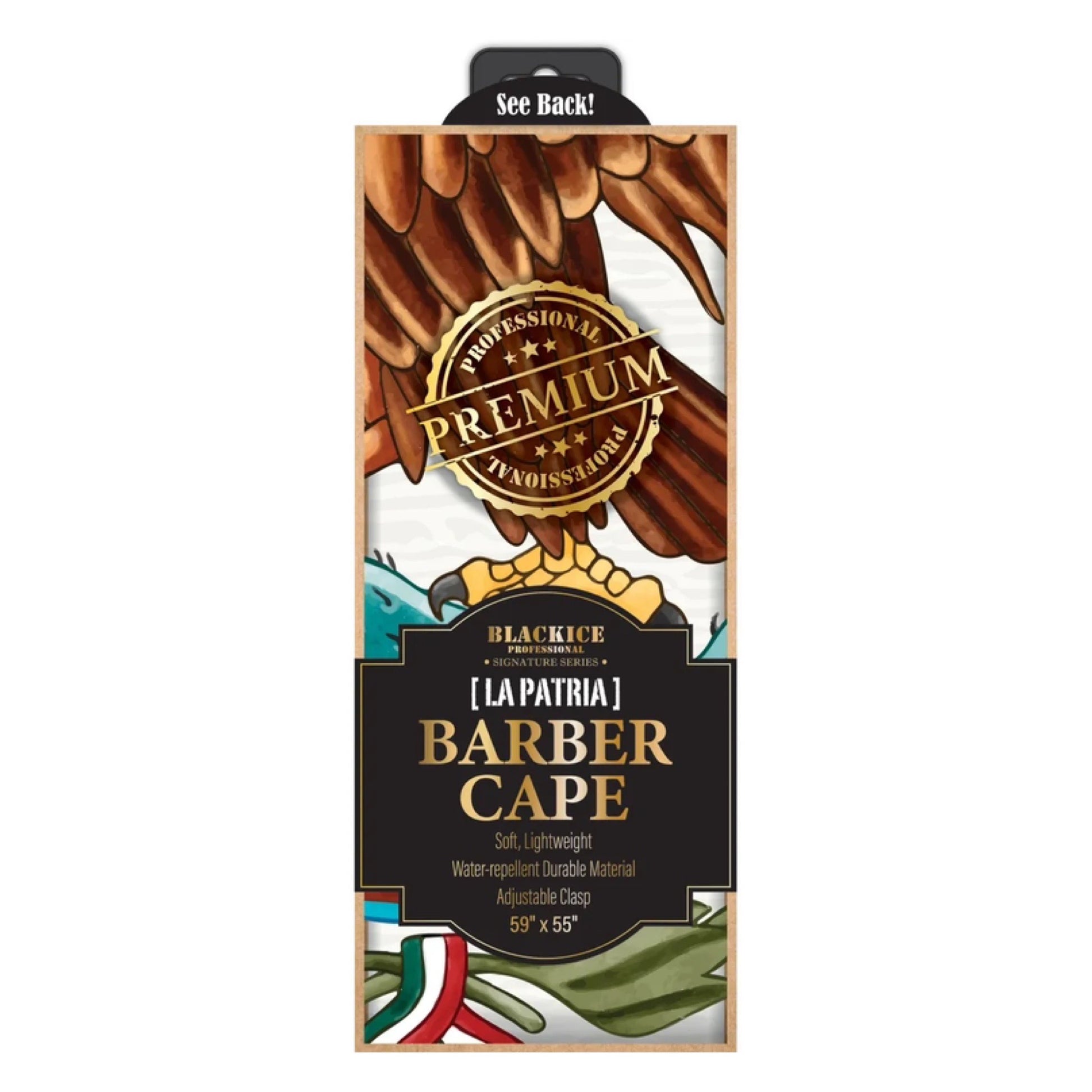 Black Ice Barber Cape La Patria Box